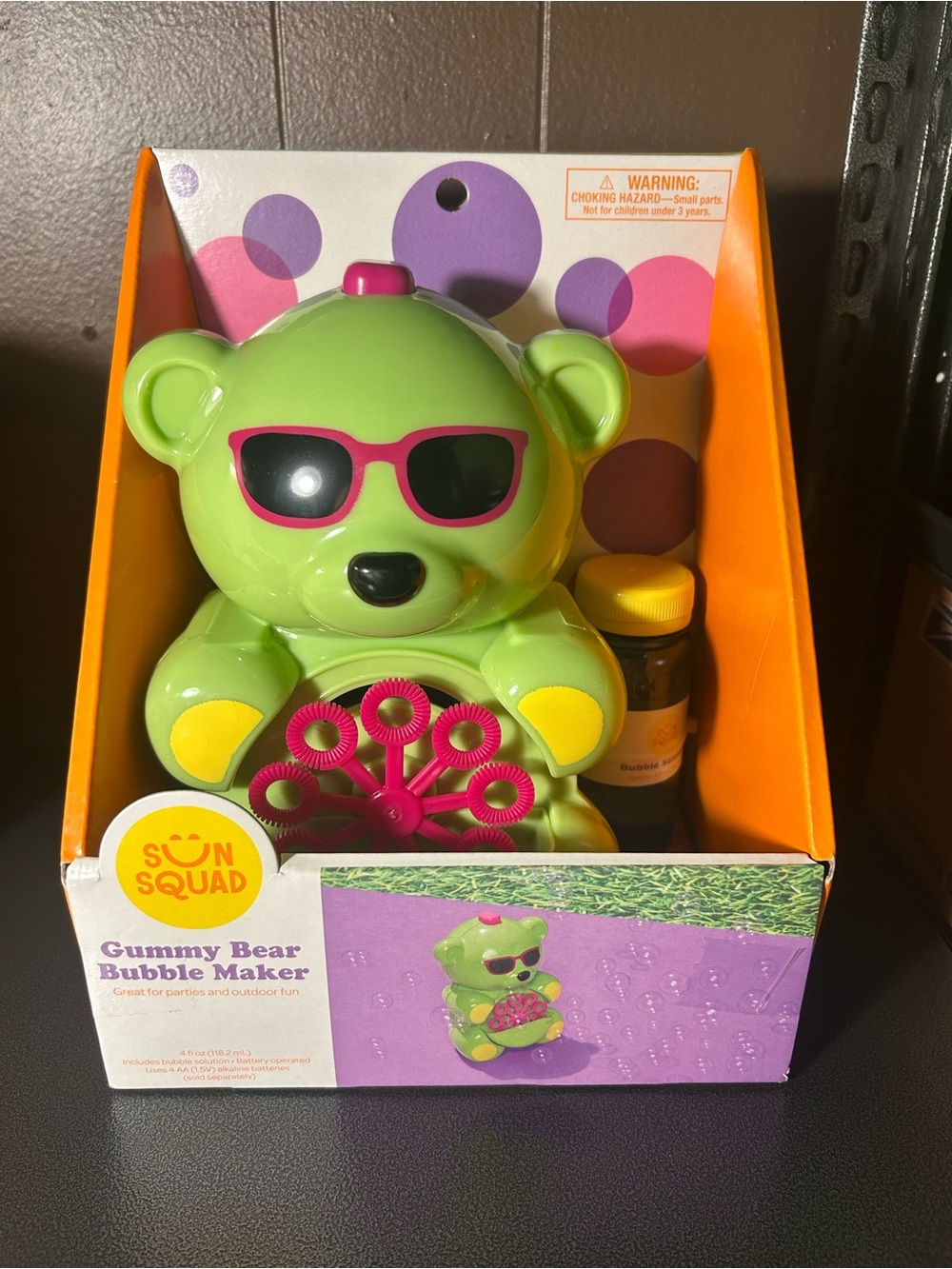 Sun Squad Green Gummy Bear Bubble Maker with Pink Accents